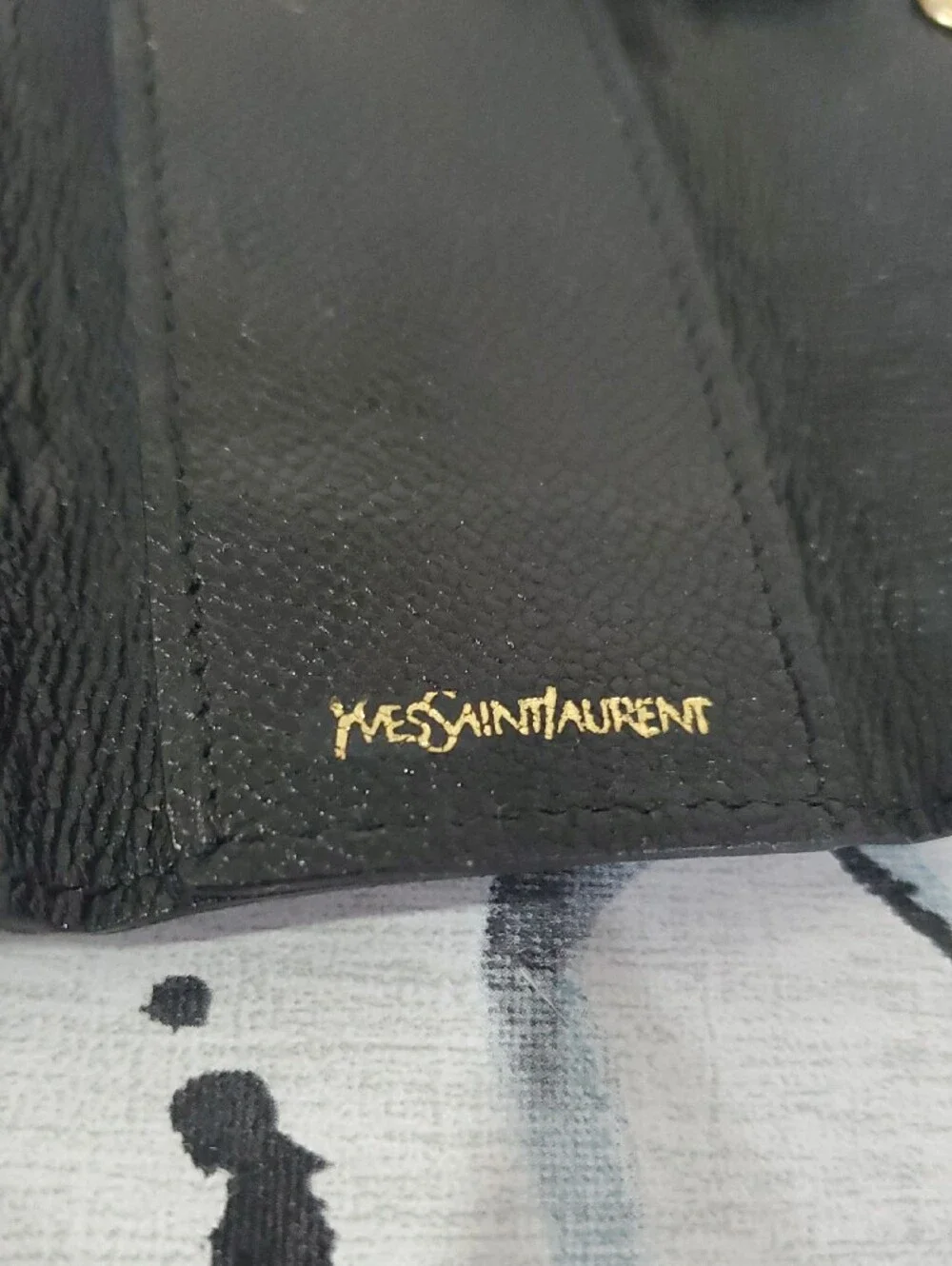 VINTAGE Black textured Leather Yves Saint Laurent Agenda and Keu Holder Bundle
